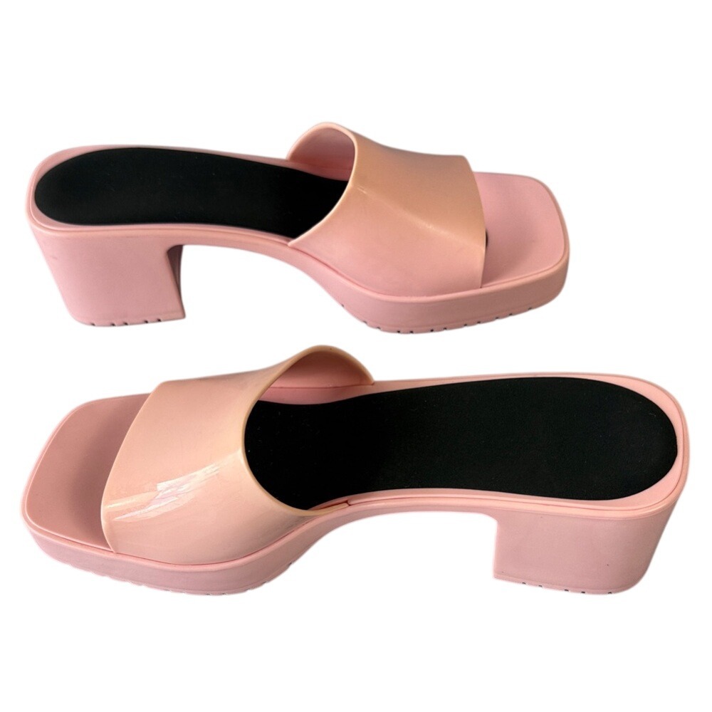 Steve‎ Madden Pink Suede Mules Womens Size 7.5 Block Heel Square Toe Slip On